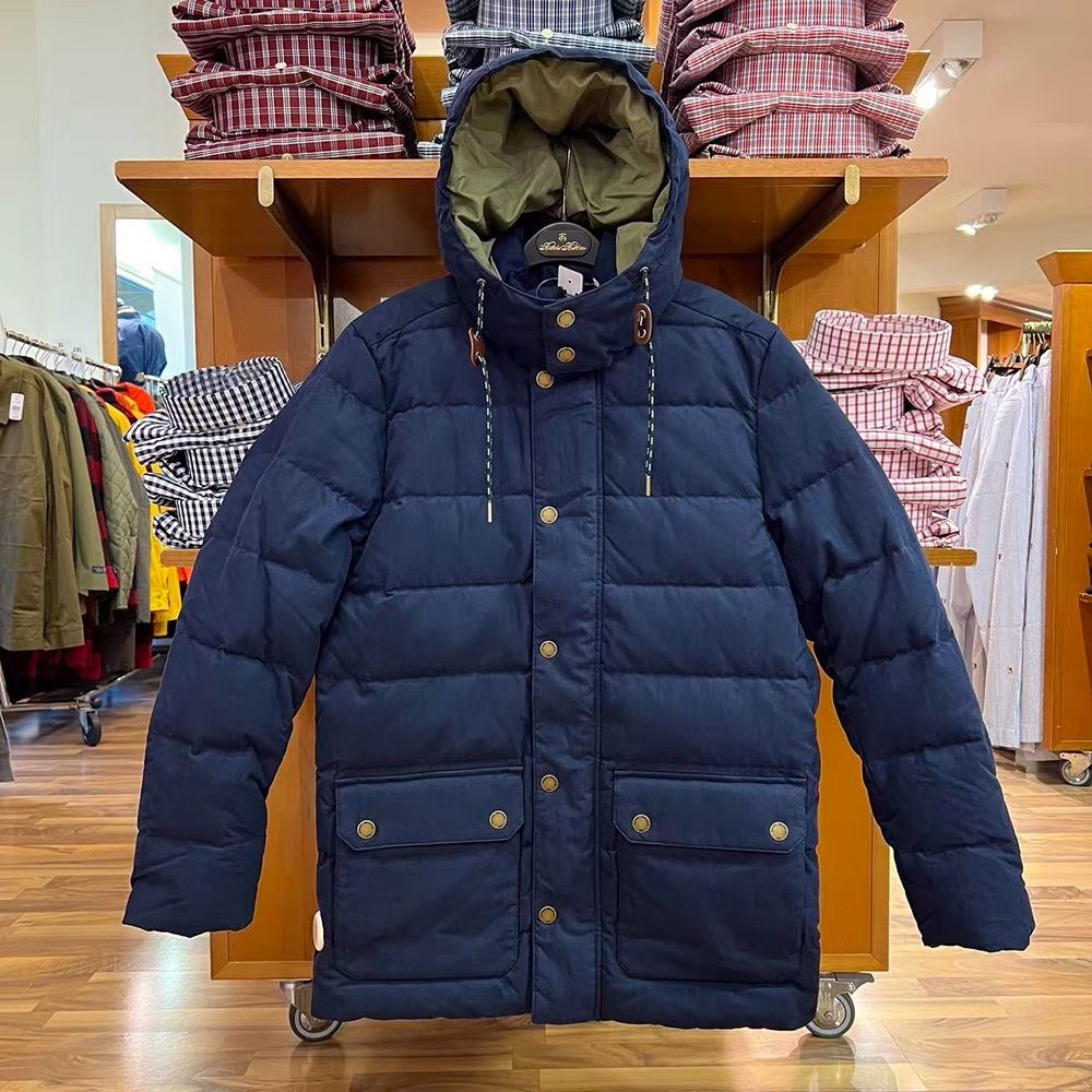 NWT! Brooks Brothers Men’s Navy Quilted Down Parka Jacket with Hood (XS)
